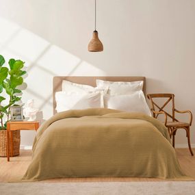 Плед Karaca Home 10461 Туреччина Євро  Бавовна + акрил Гірчичний