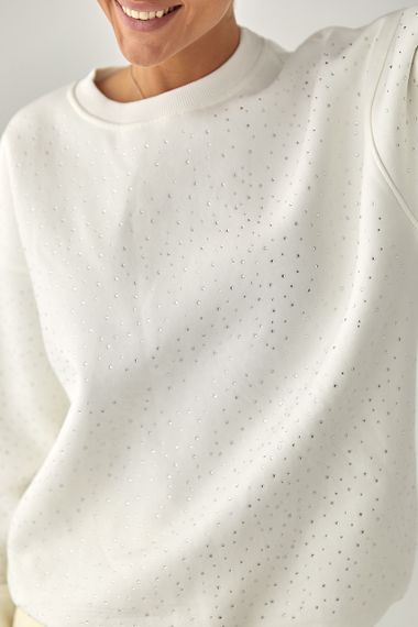 Теплий світшот із термостразами - молочний цвет, M (є розміри) | Зображення 3