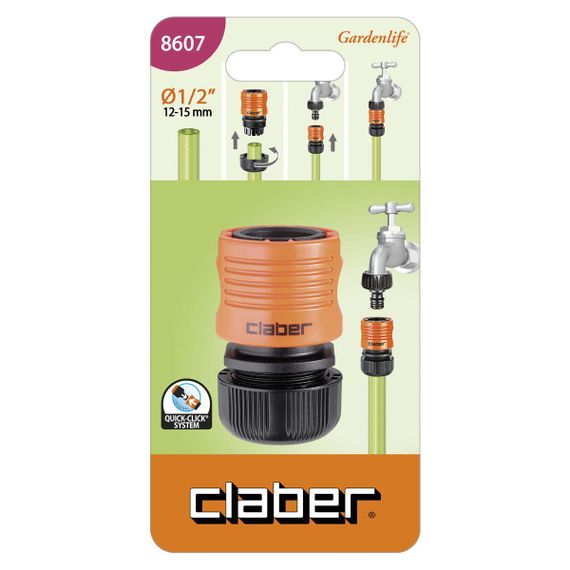 Коннектор для поливочного шланга 1/2" с системой "Aquastop" Claber 8607 | Зображення 1