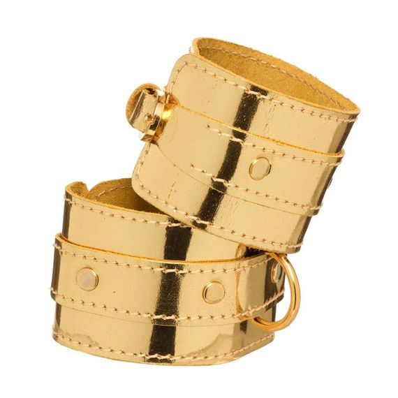 Наручники для БДСМ (без зчіпки) DS Fetish лаковане золото Sex Aura | Зображення 1