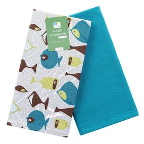 Набір рушників Home Line 129715  40x60  Напівпанамський; Бавовна Синій, Принт