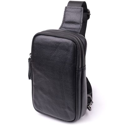 Сумка Vintage Слінг для чоловіків з натуральної шкіри Чорна (sale_15105)