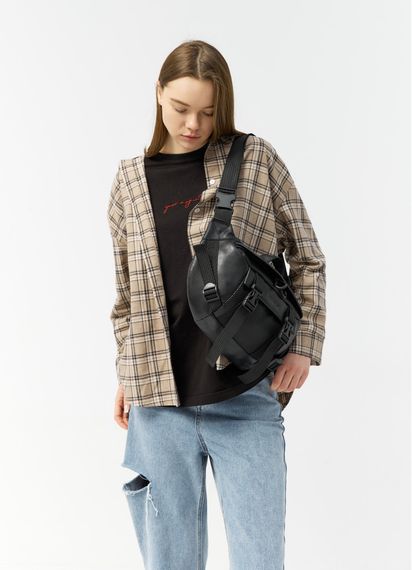 Велика жіноча поясна сумка бананка Sambag DynamicDart чорна 38 × 21 × 7 см (80411101) | Зображення 1