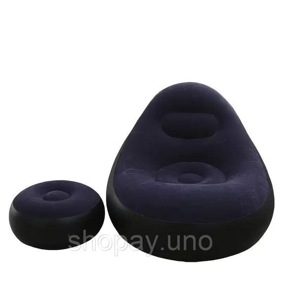 Надувной диван с пуфом Air Sofa / Надувное велюровое кресло с пуфиком+насос Фиолетовый | Зображення 4