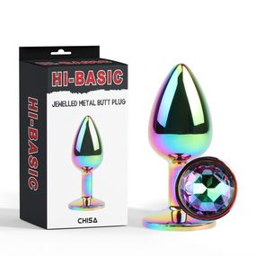 Анальная пробка металлическая Chisa Hi-Basiс с радужным кристаллом Sex Aura
