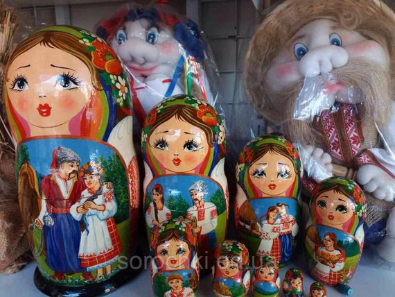 Сувенир "Матрешка" , литературные персонажи , десятка , ручная работа , береза | Зображення 1