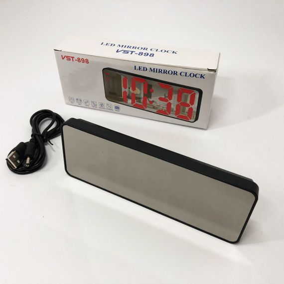 Електронний настільний LED годинник від USB VST-898-4 з будильником і термометром оригінальний настільний годинник | Зображення 9