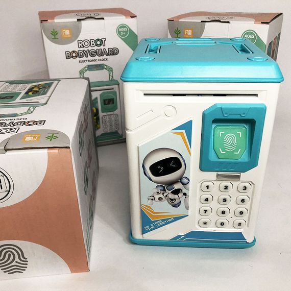 Копилка-сейф ROBOT BODYGUARD с кодовым замком отпечатком пальца и купюроприемником. FA-116 Цвет: голубой | Зображення 7
