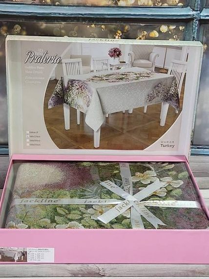 Скатертина з мереживом Jackline Prateria 160х220см Гобелен Бавовна/Поліестер