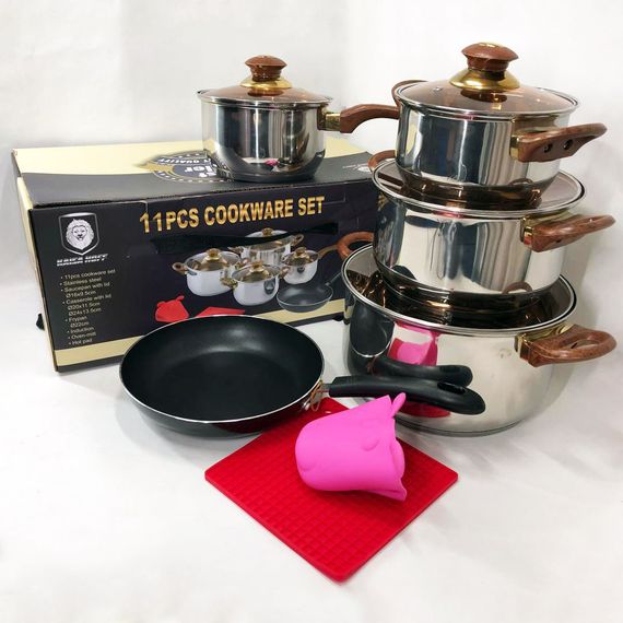 Набір каструль для дому VS-1006-11 (11 предметів) / Набір посуду / Набір DH-149 посуду каструлі | Зображення 6