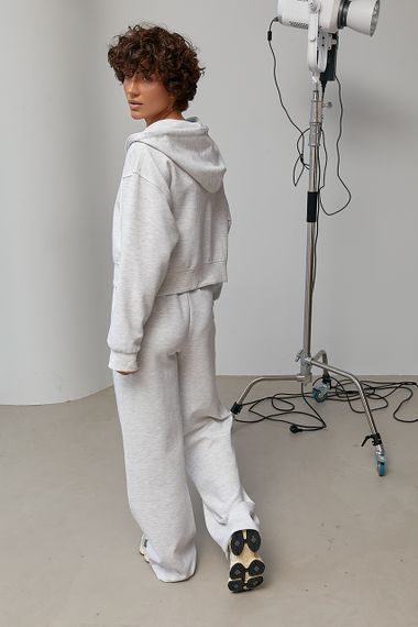 Вільний спортивний костюм із худі та прямими штанами - світло-сірий цвет, M (є розміри) | Зображення 1