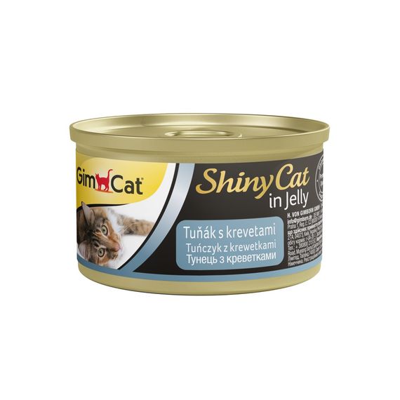 Корм вологий GimCat Shiny Cat для котів з тунцем та креветками в желе 70 г