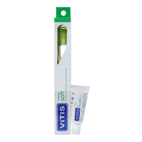 М'яка зубна щітка VITIS SOFT прозора + зразок зубної пасти VITIS WHITENING 15 мл