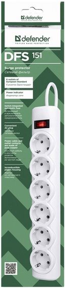 Мережевий фільтр Defender ES 1.8m 6 роз. White (99489) | Зображення 2