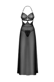 Сорочка длинная Obsessive ILIOSA CHEMISE & thong Черная 2XL/3XL