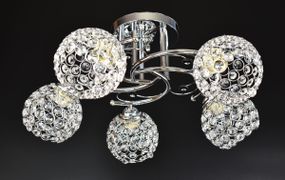 Люстра стельова на 5 лампочок 25809 Хром 24х53х53 см.