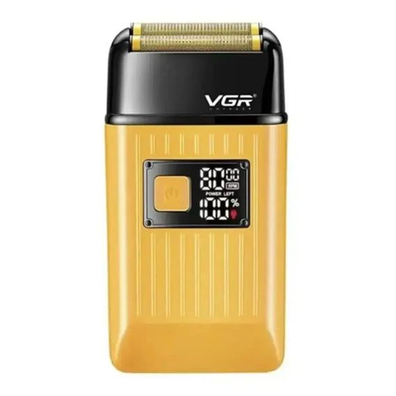 Електробритва шейвер VGR V-357 з USB і LED-дисплеєм, Жовта/Акумуляторна бездротова чоловіча бритва | Зображення 2