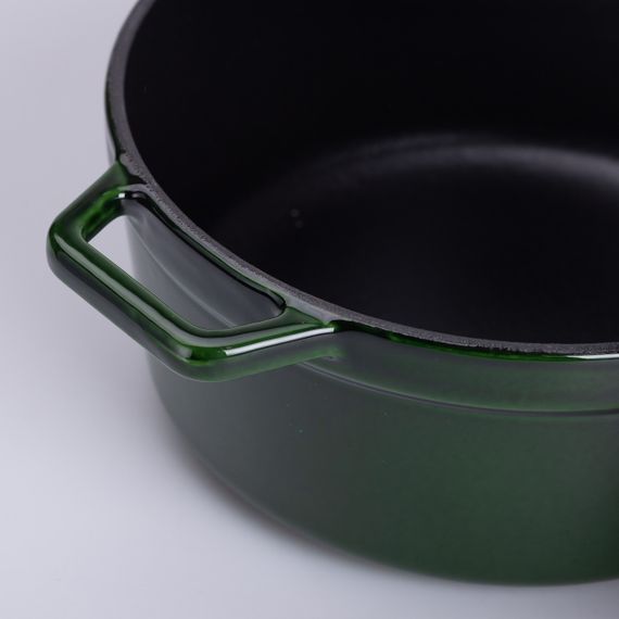 Каструля чавунна емальована 3,5 л з кришкою Ø24 см Зелена | Зображення 4