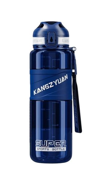 Спортивна пляшка для води KANGZYUAN 700 мл Синя, Tritan (BPA Free), ударостійка з ремінцем | Зображення 1