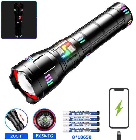 Ліхтар Нічний індикатор-бластер Kezu G02/AK177D-WHITE LASER LED PM60-TG, 8x18650 3.7V, Power Bank, ЗУ Type-C, zoom (47154-177_1210) | Зображення 2