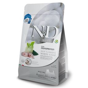 Farmina N&D Grain Free White Adult Mini беззерновой сухой корм для собак с белой шерстью с сибасом, спирулиной
