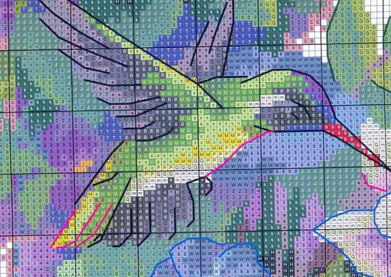 Набір для вишивання за нанесеною на канву схемою "The art hummingbirds". AIDA 14CT printed, 51*50 см | Зображення 4