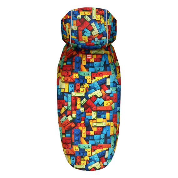 Дощовик-накидка з капюшоном для собак WAUDOG Clothes, малюнок "Блоки", S, А 32-35 см, B 41-52 см, С 26-33 см | Зображення 2