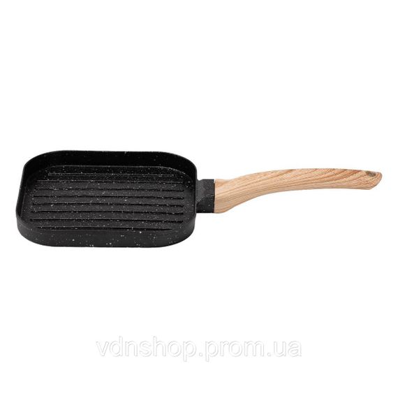 Сковорода гриль квадратная 18×18 см рифленая с гранитным покрытием черная HP39568B | Зображення 1