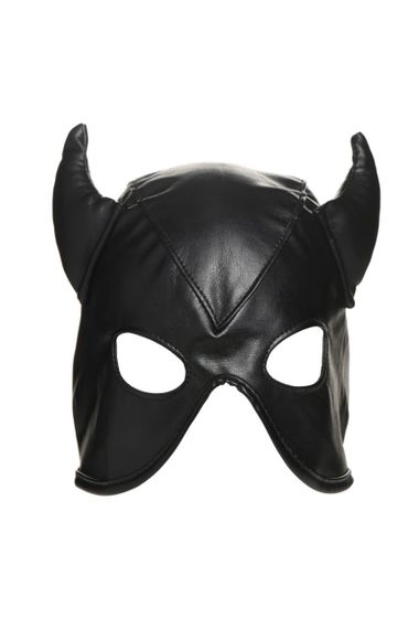 Маска з рогами Master Series: Dungeon Demon Bondage Mask with Horns, чорна Sex Aura | Зображення 1