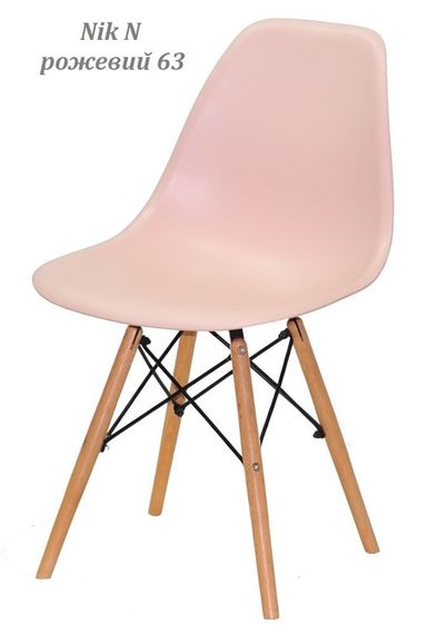 Стул обеденный пластиковый на буковых ножках Nik N Eames DSW, цвет сиденья Розовый 63