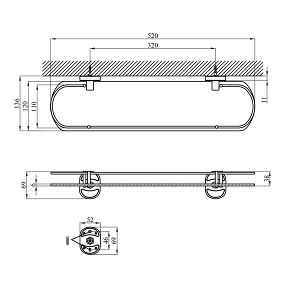 Полиця для ванної кімнати Kroner KRM Elbe - ACG2907-1 (CV022865) | Зображення 1