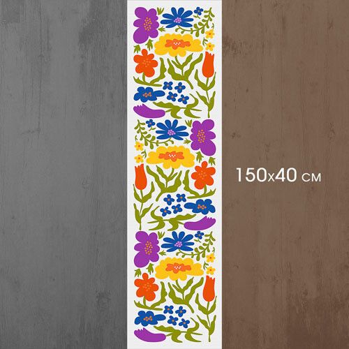 Доріжка на стіл (раннер) Різнокольорові квіти 150x40 см (DR_24A036) | Зображення 2