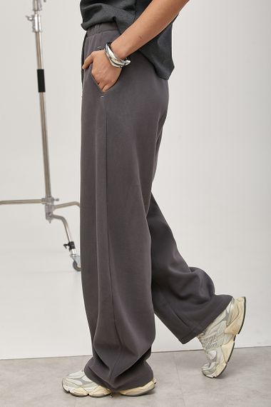 Теплі спортивні штани вільного фасону - сірий цвет, M (є розміри) | Зображення 4