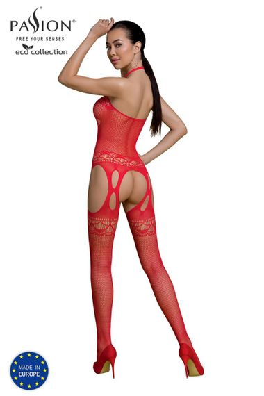 Бодістокінг Passion ECO BS006 red, з доступом, халтер, імітація підв’язок Sex Aura | Зображення 2
