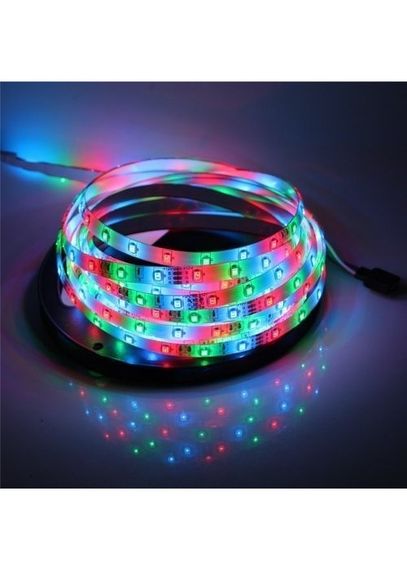 Світлодіодна стрічка SMD 3528 RGB (54 LED/m) 5 метрів на силіконі з блоком та пультом керування різнокольорова (повний комплект) | Зображення 7