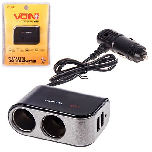 Подовжувач прикурювача VOIN 2 виходи +2USB 2100mA 12/24V SC-2069 | Зображення 4