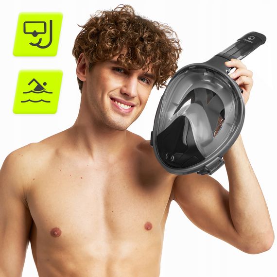 Маска для снорклінгу TSUNAMI повнолицьова, зі складною трубкою Size S/M Grey (P-5907739318183) | Зображення 2