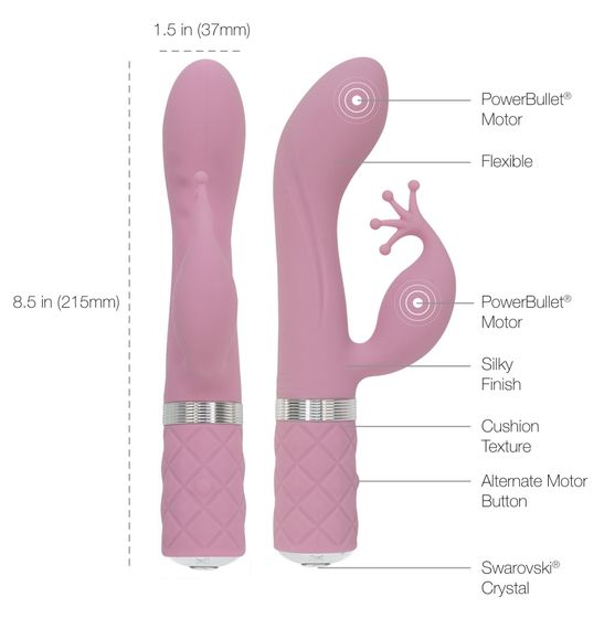 Розкішний вібратор-кролик Pillow Talk - Kinky Pink з кристалом Сваровські, потужний | Зображення 7
