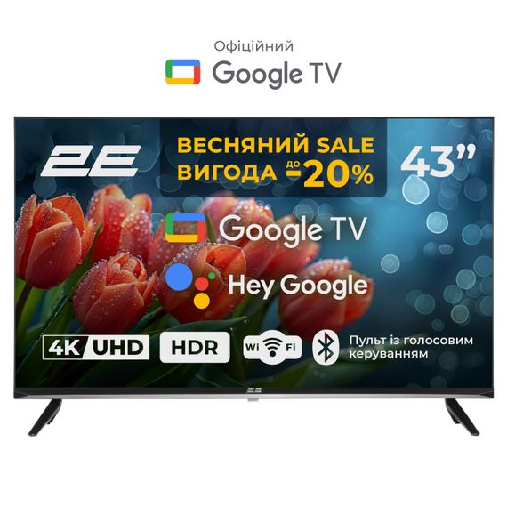 Телевізор 43&quot; 2E LED 4K 60Hz Smart Google TV Black 2E-43A07KU
