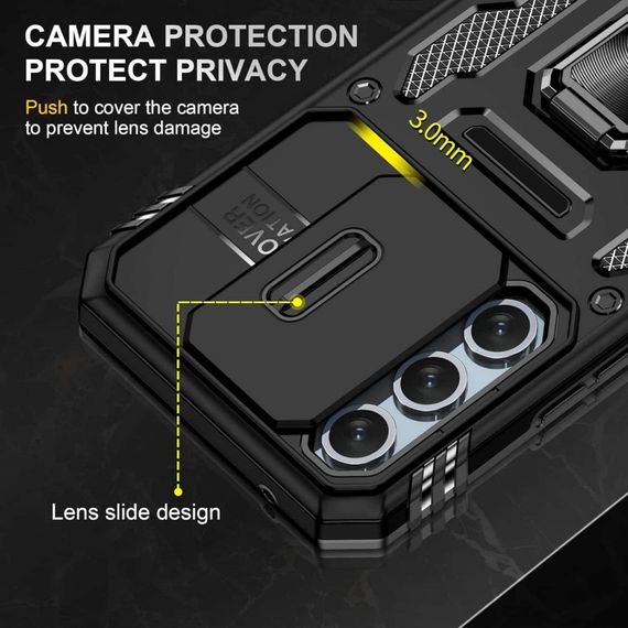 Ударопрочный чехол Camshield Army Ring для Samsung Galaxy S23+ Черный / Black | Зображення 3