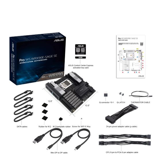 ASUS Материнcька плата PRO WS WRX90E-SAGE SE sTR5 WRX90 8xDDR5 M.2 EEB (90MB1FW0-M0EAY0) | Зображення 1