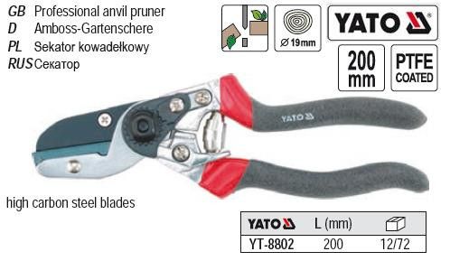 Секатор рез до 19 мм 200 мм сикатор Польша YATO YT-8802 | Зображення 3