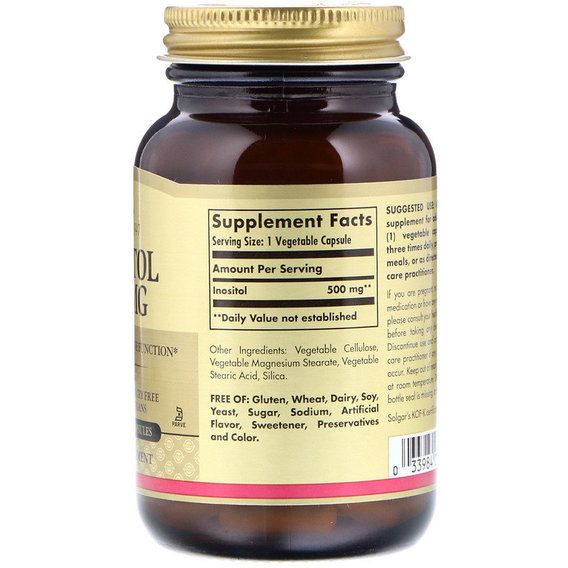 Инозитол Solgar Inositol 500 mg 100 Veg Caps | Зображення 1