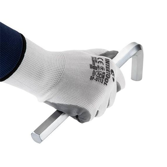 Рукавичка трикотажна біла, покрита сірим нітрилом на долоні, 10" INTERTOOL SP-0112 | Зображення 3