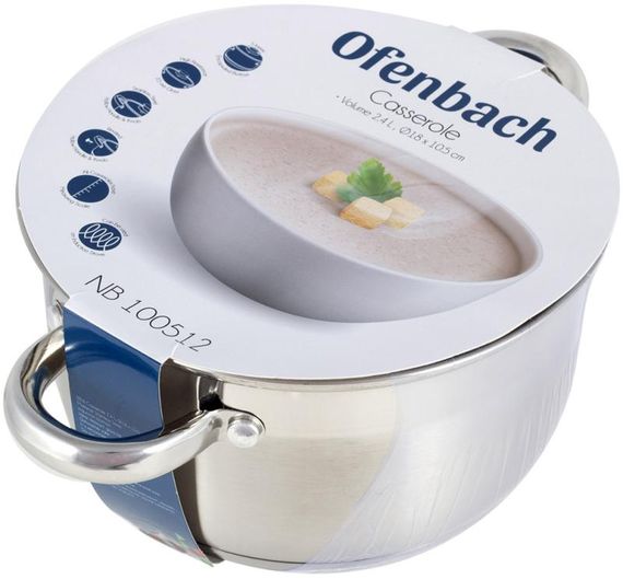 Каструля Ofenbach Casserole з нержавіючої сталі 2400мл зі скляною кришкою | Зображення 6