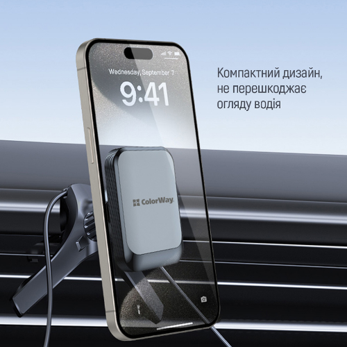 Тримач автомобільний для мобільного Air Vent-6 ColorWay CW-CHM16-GR магнітний сірий | Зображення 7