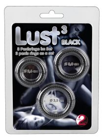 Набір ерекційних кілець Lust колір чорний Sex Aura