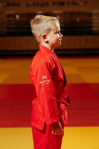Червоне дитяче кімоно для хлопчиків, грепплінг, TM BUDOGI, зріст 150 см, щільність 350 гр/м.кв. | Зображення 4