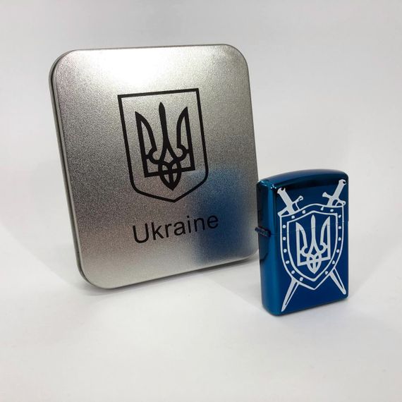 Дугова електроімпульсна запальничка USB Україна (металева коробка) HL-446. CP-122 Колір: синій | Зображення 5
