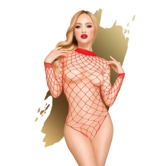 Боді у велику сітку з довгими рукавами Penthouse Scandalous, Червоний, День закоханих, XL, XL | Зображення 2